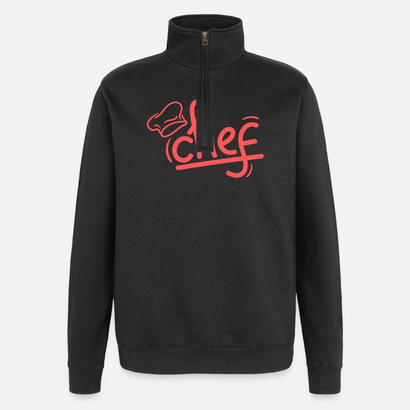 Red Chef Sketch Elegant - Quarter-Zip Sweatshirt - black