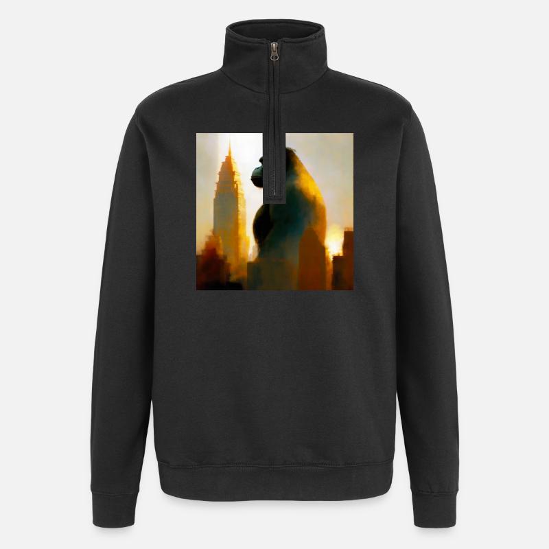 Gorille 02 - Sweat à zip 1/4 - noir