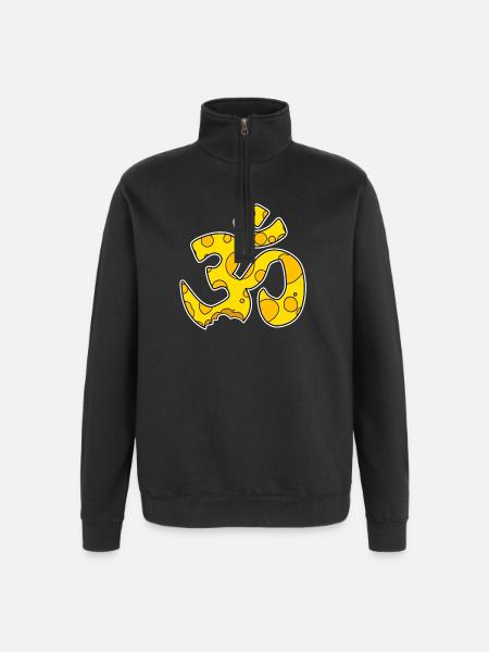 Cheese OM Sign Symbol Meditation - Quarter-Zip Sweatshirt - black