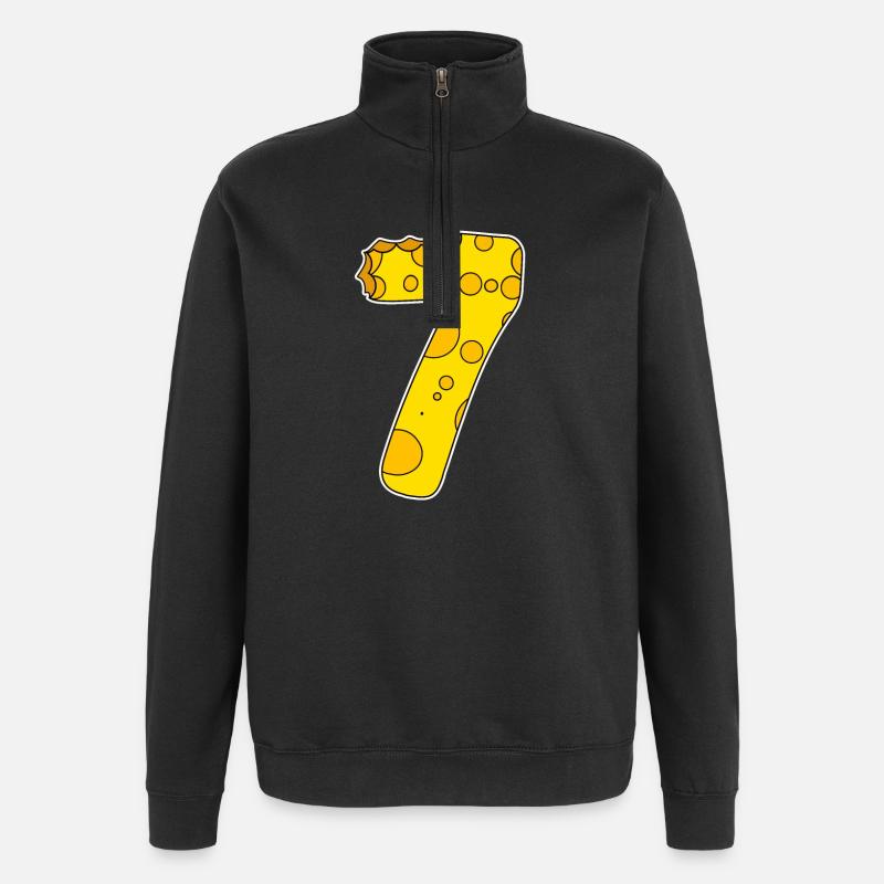 Zahl 7 - Quarter-Zip-Sweatshirt - Schwarz