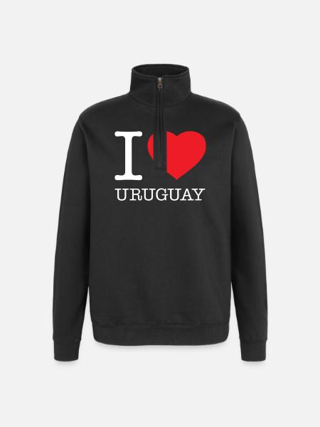 J’AIME L’URUGUAY - Sweat à zip 1/4 - noir