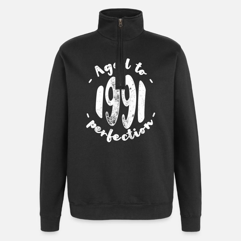 Aged to 1990 Nostalgia - Quarter-Zip Sweatshirt - black