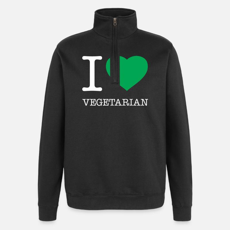 J’ADORE LE VÉGÉTARISME - Sweat à zip 1/4 - noir