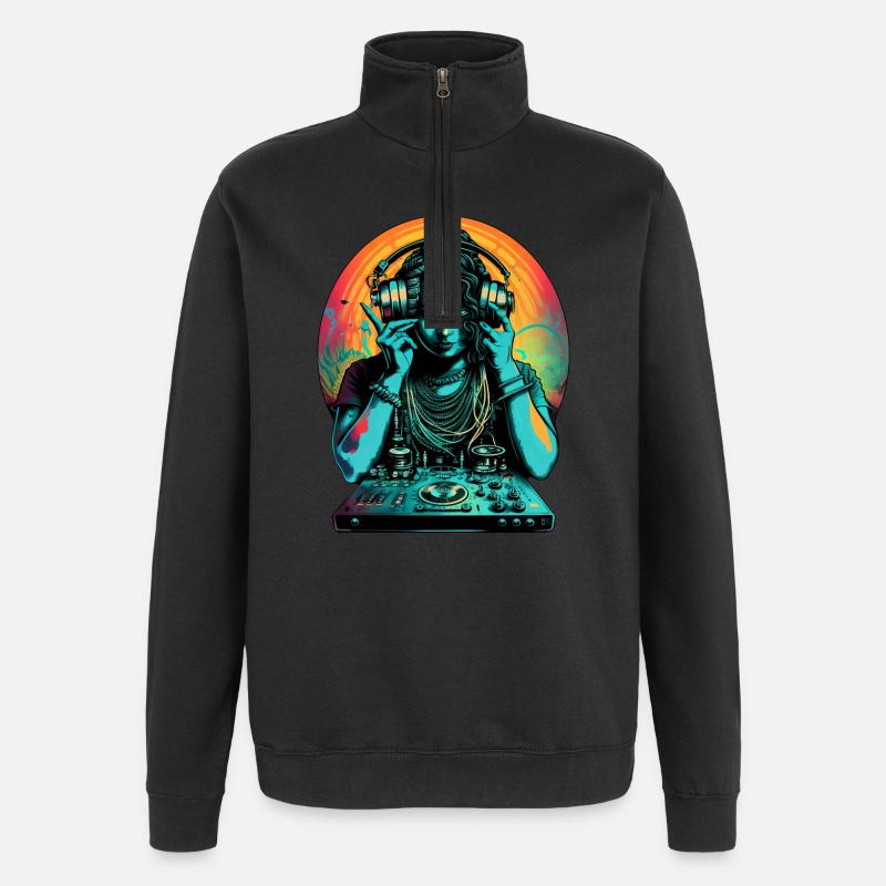 Göttin DJ - Quarter-Zip-Sweatshirt - Schwarz