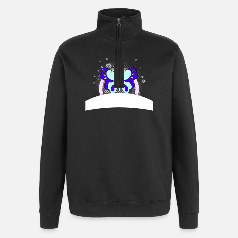 bunter Schmetterling mit Schreibfeld - Quarter-Zip-Sweatshirt - Schwarz