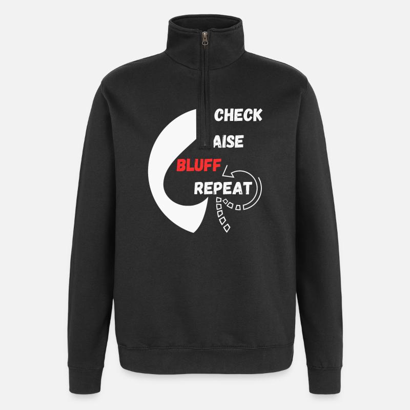 Repeat Poker "Chess, Raise, Bluff, Repeat" - Quarter-Zip Sweatshirt - black