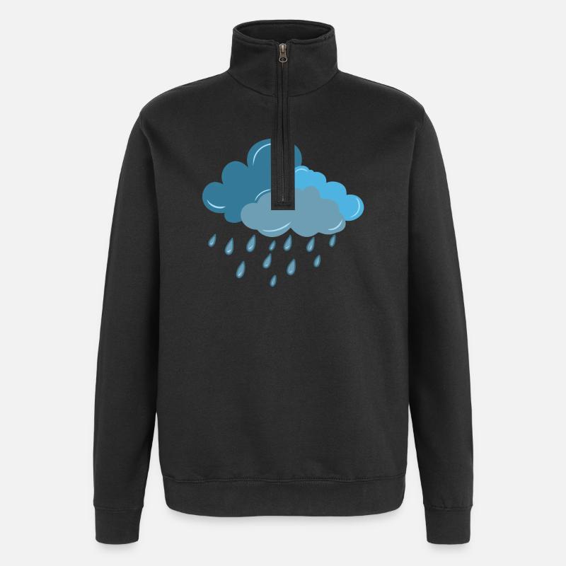 nuage, pluie, orage - Sweat à zip 1/4 - noir