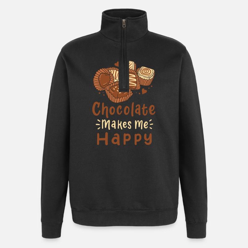 Schokolade Pralinen - Quarter-Zip-Sweatshirt - Schwarz