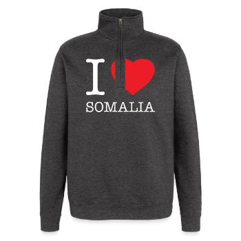 I LOVE SOMALIA - Quarter-Zip-Sweatshirt - Anthrazit - Vorne - AI Model Female 172 light (172cm) & AI Model Male 178 dark (178cm)