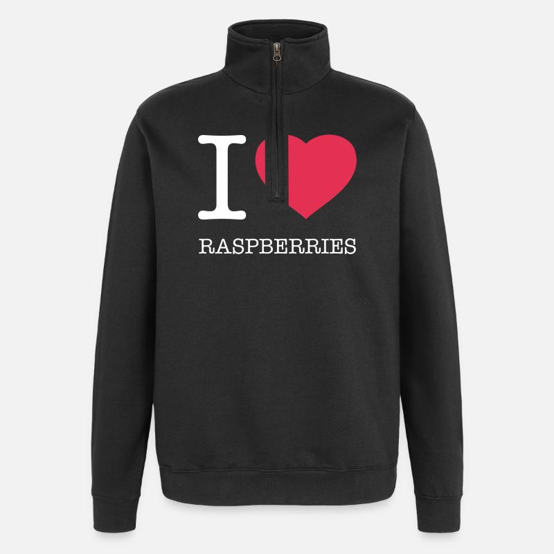 I LOVE RASPBERRIES Himbeeren - Quarter-Zip Sweatshirt - black