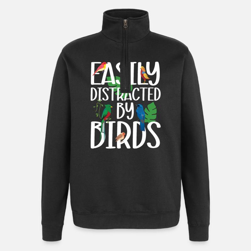 Easily Distracted by Birds - Quarter-Zip Sweatshirt - black