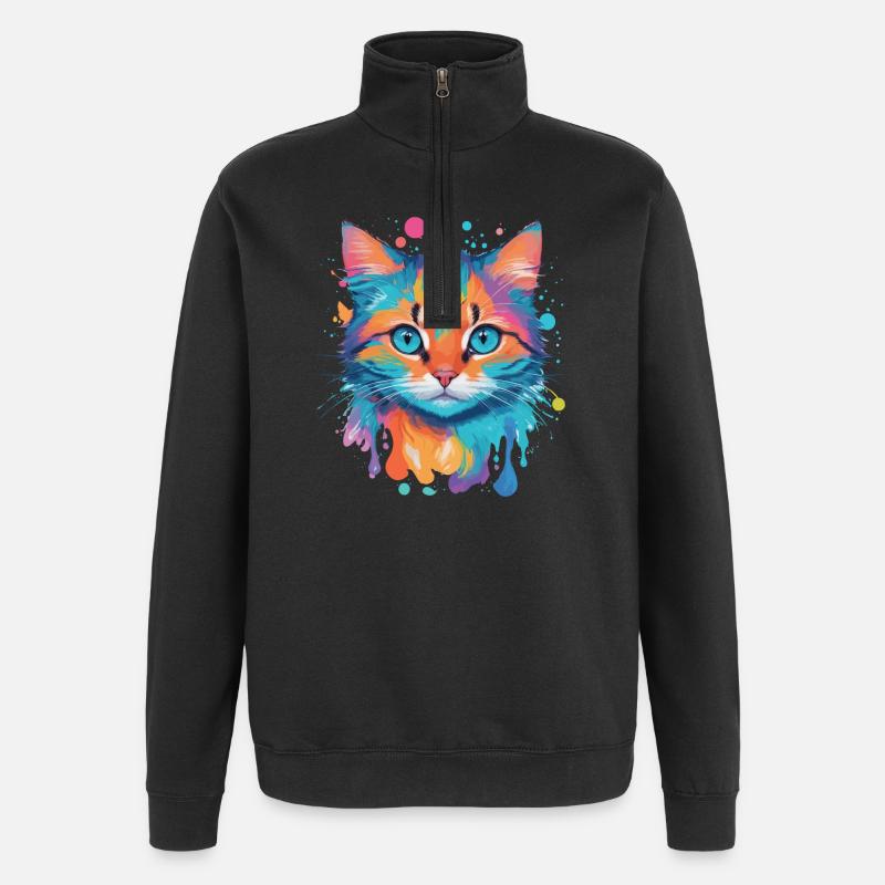 Chat mignon - Sweat à zip 1/4 - noir