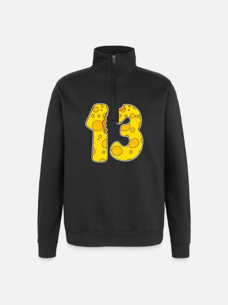 13 Year Old Funny Cheese - Quarter-Zip Sweatshirt - black