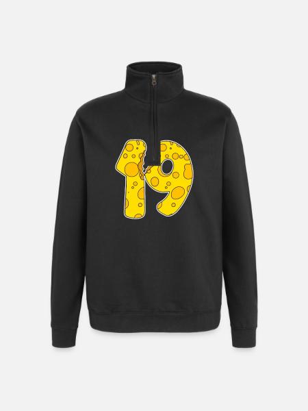 19 Year Old Funny Cheese - Quarter-Zip Sweatshirt - black
