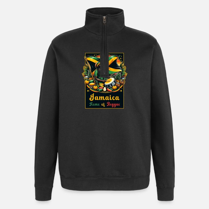 Jamaika das Zuhause des Reggae - Quarter-Zip-Sweatshirt - Schwarz