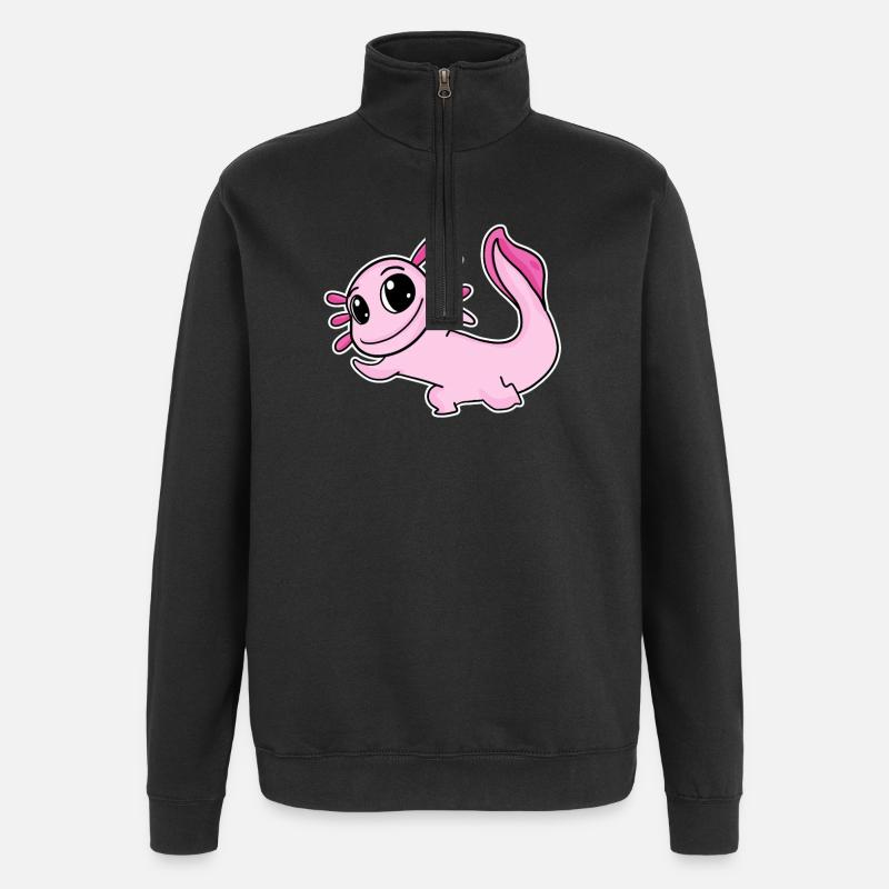 Motif Axolotl Rose - Sweat à zip 1/4 - noir