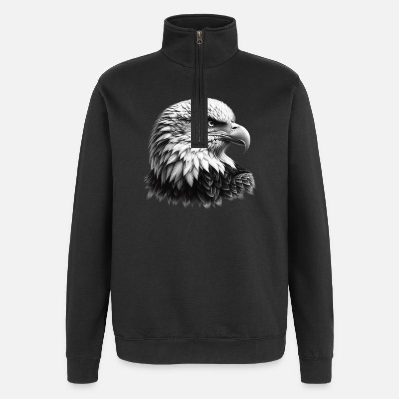 Pygargue à tête blanche - Sweat à zip 1/4 - noir