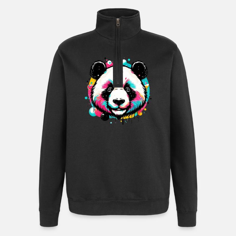 Panda - Quarter-Zip Sweatshirt - black