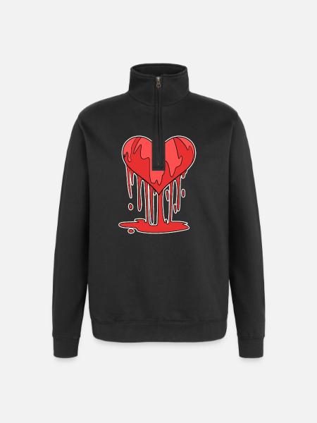 Heart injured - Quarter-Zip Sweatshirt - black