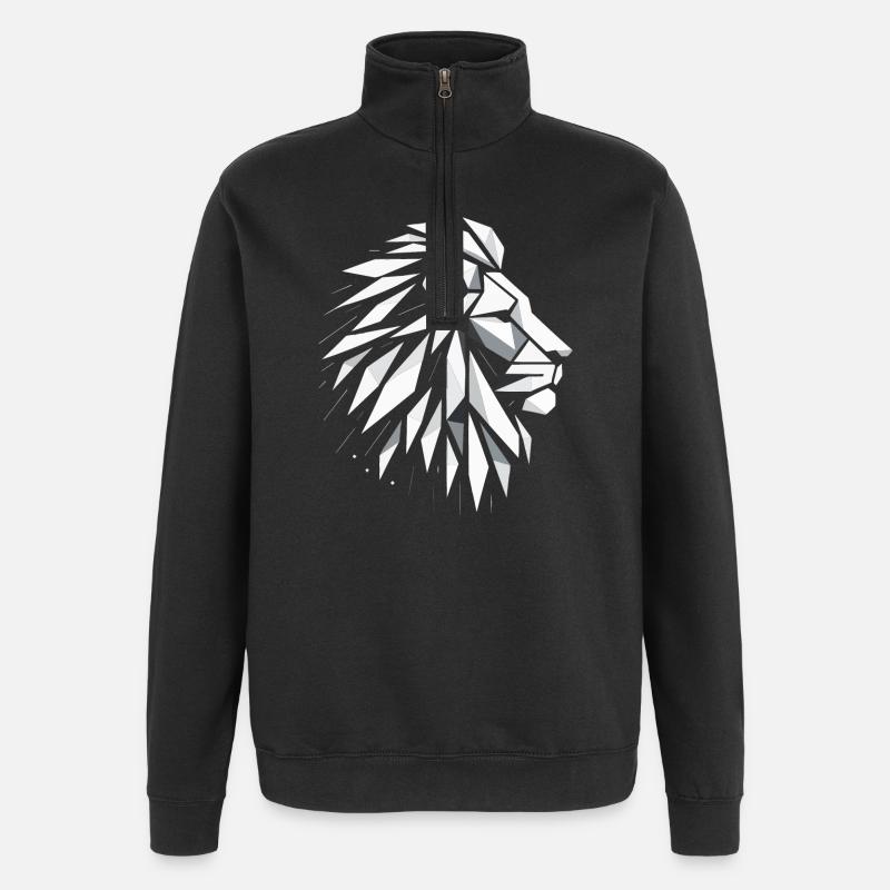 Lion Head Polygon Art - Quarter-Zip Sweatshirt - black