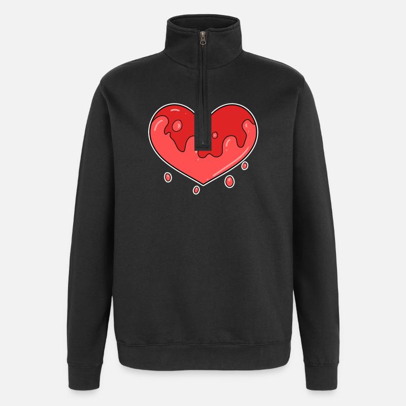 Cœur solitaire - Sweat à zip 1/4 - noir