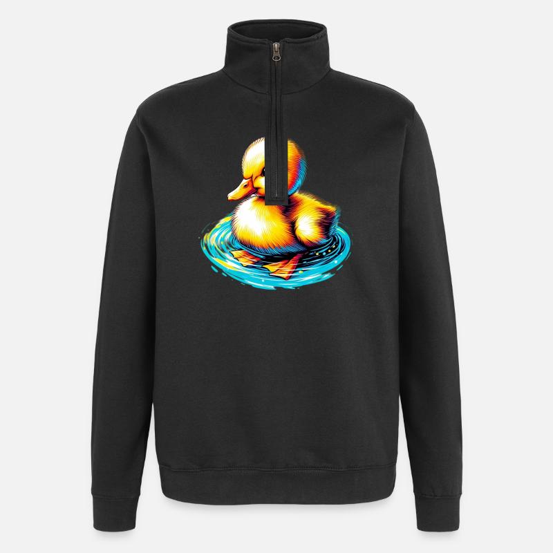 Duckling Duck Duck - Quarter-Zip Sweatshirt - black