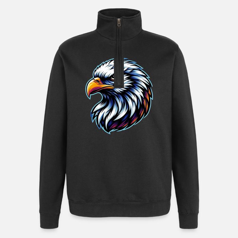 Pygargue à tête blanche - Sweat à zip 1/4 - noir
