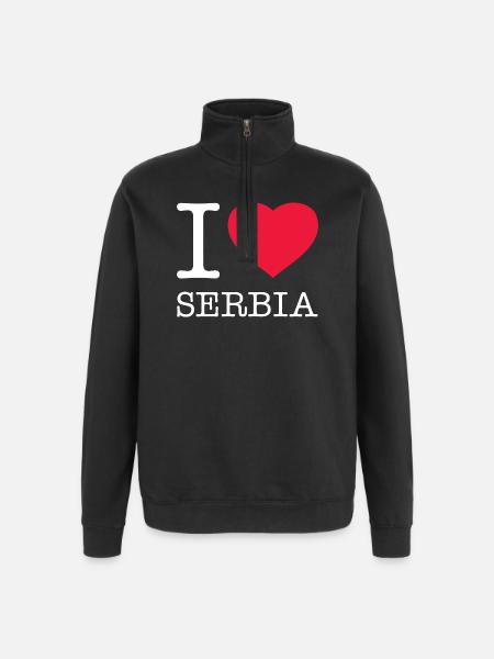 J’AIME LA SERBIE Serbien - Sweat à zip 1/4 - noir