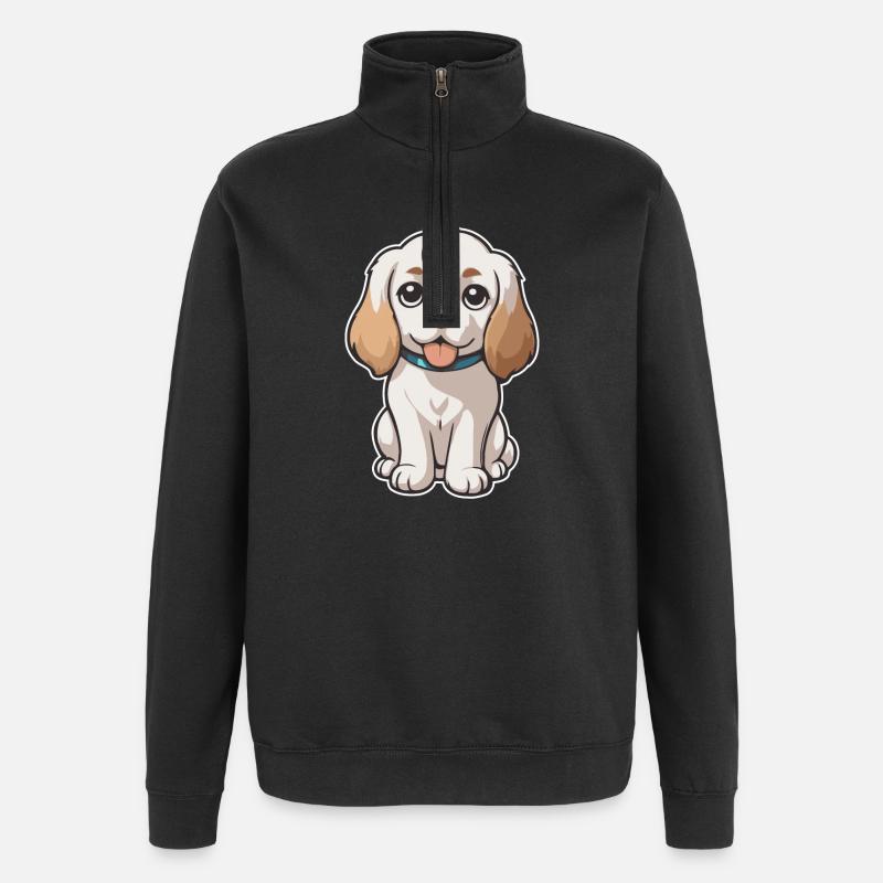 Chien mignon - Sweat à zip 1/4 - noir