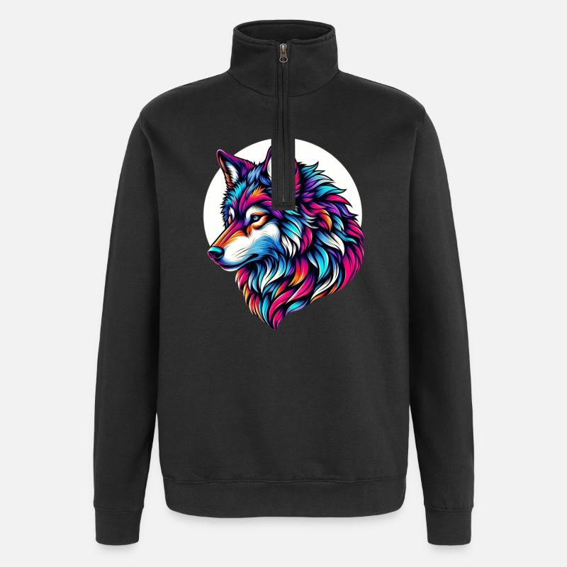 Wolf - Quarter-Zip-Sweatshirt - Schwarz
