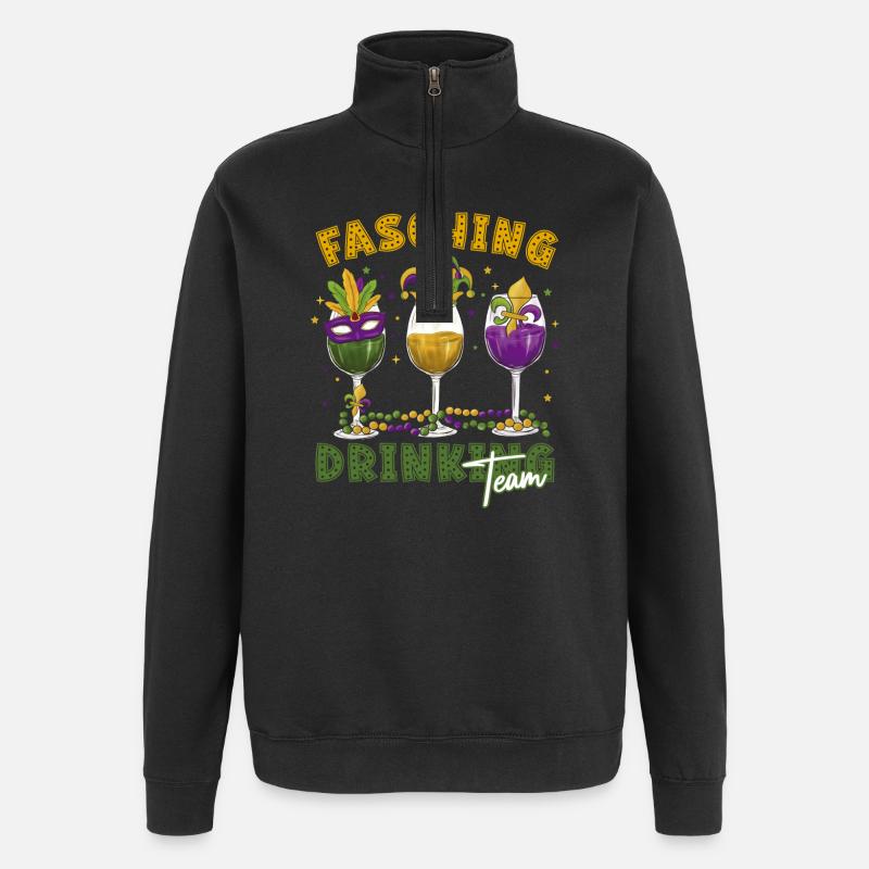 Fasching Karneval Drink Team Masken Gläser - Quarter-Zip-Sweatshirt - Schwarz