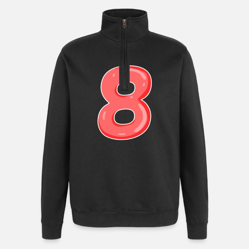 8 Number in red - Quarter-Zip Sweatshirt - black