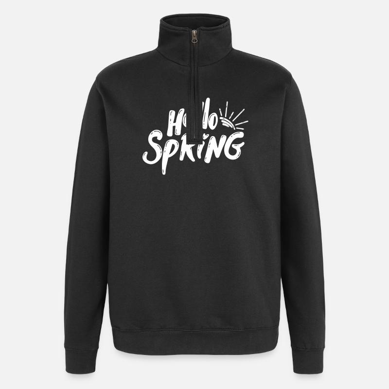 Hello Spring Season Bloom Lettering - Quarter-Zip Sweatshirt - black