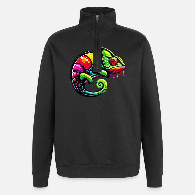 Caméléon - Sweat à zip 1/4 - noir
