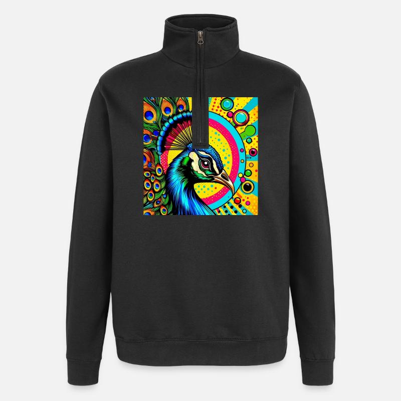 Peacock Pop Art - Quarter-Zip Sweatshirt - black