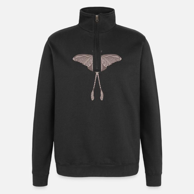 Chinese Moon Moth - Luna Moon Moth - Quarter-Zip Sweatshirt - black