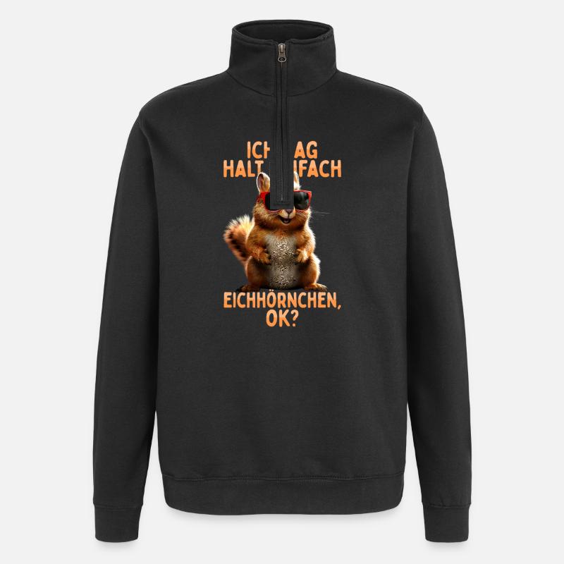 Écureuil J’aime bien les écureuils - Sweat à zip 1/4 - noir