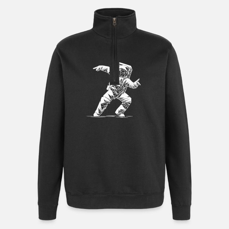 Danse géométrique en combinaison spatiale - Sweat à zip 1/4 - noir