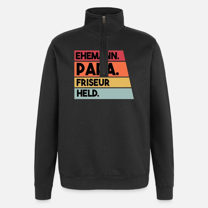 Ehemann Papa Friseur Held - Quarter-Zip-Sweatshirt - Schwarz