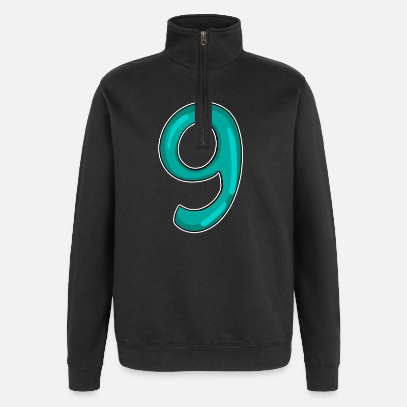 9 - Quarter-Zip-Sweatshirt - Schwarz