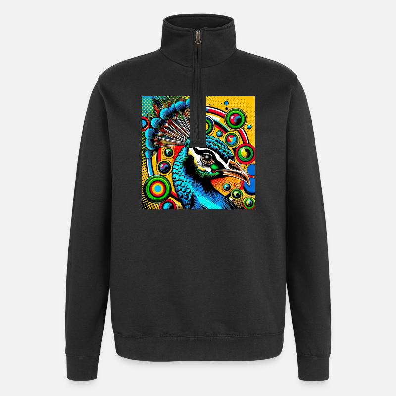 Peacock Pop Art - Quarter-Zip Sweatshirt - black