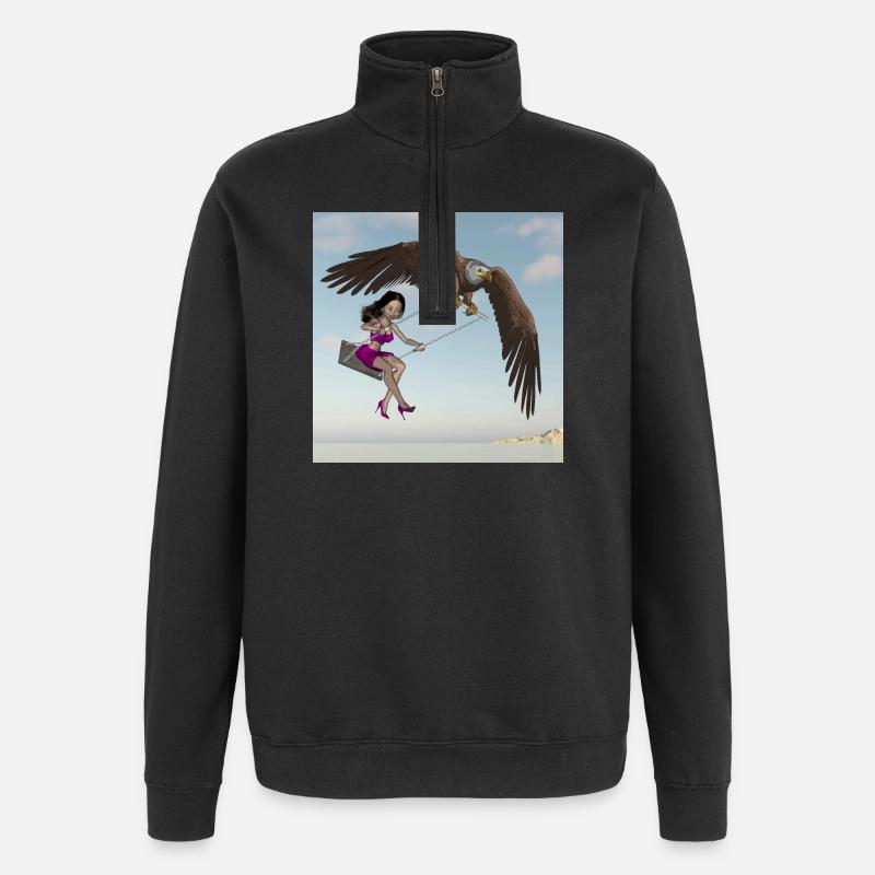 Schwingen am Himmel. - Quarter-Zip-Sweatshirt - Schwarz