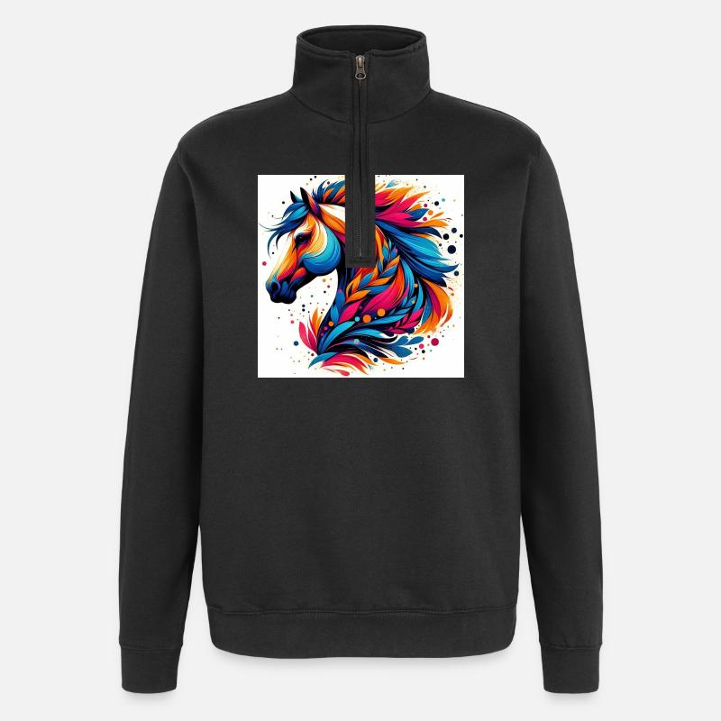 Cheval - Sweat à zip 1/4 - noir