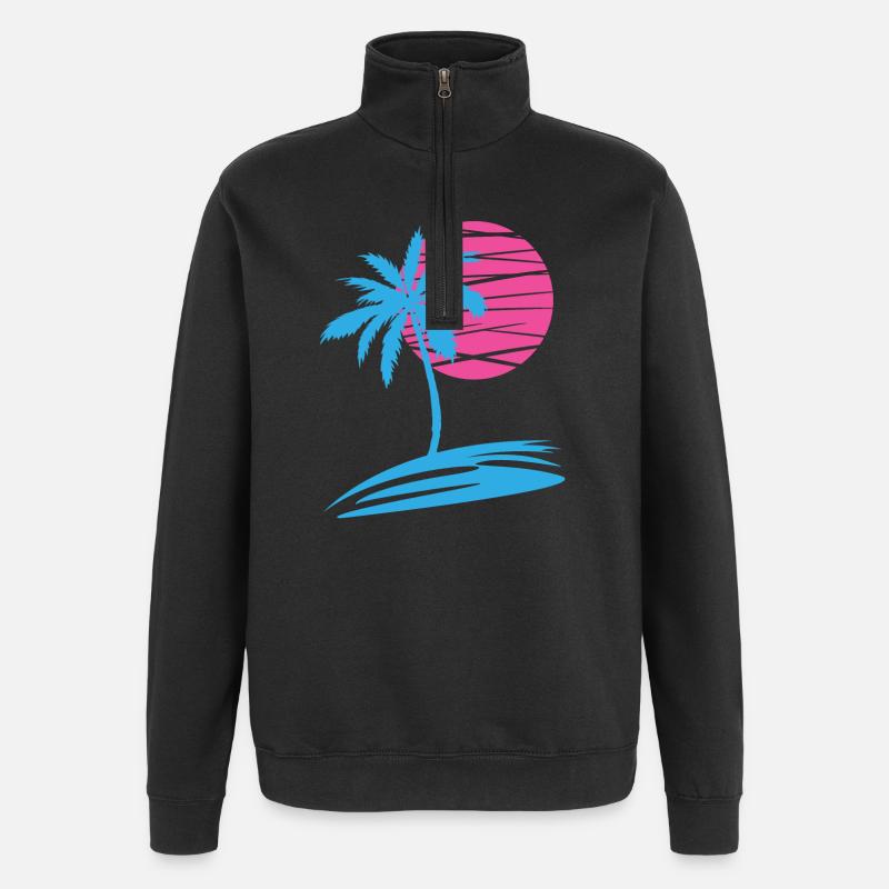 PALMIER D’ÉTÉ DEVANT LE SOLEIL - Sweat à zip 1/4 - noir