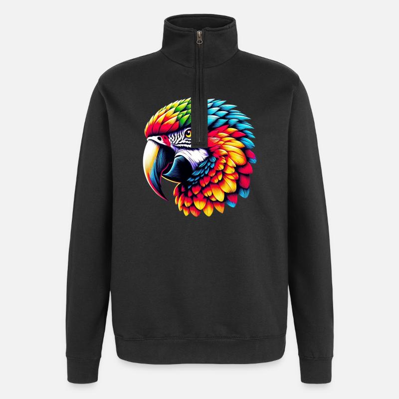 Papagei - Quarter-Zip-Sweatshirt - Schwarz