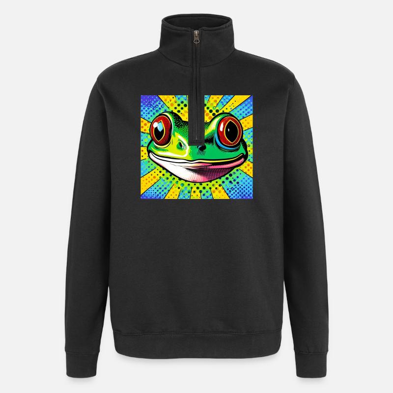 Frosch Pop Art - Quarter-Zip-Sweatshirt - Schwarz