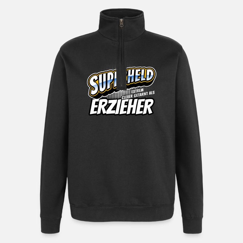 Superheld, clever getarnt als Erzieher - Quarter-Zip-Sweatshirt - Schwarz