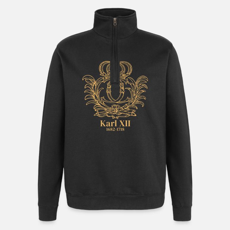 Karl XII. - Monogramm - Quarter-Zip-Sweatshirt - Schwarz