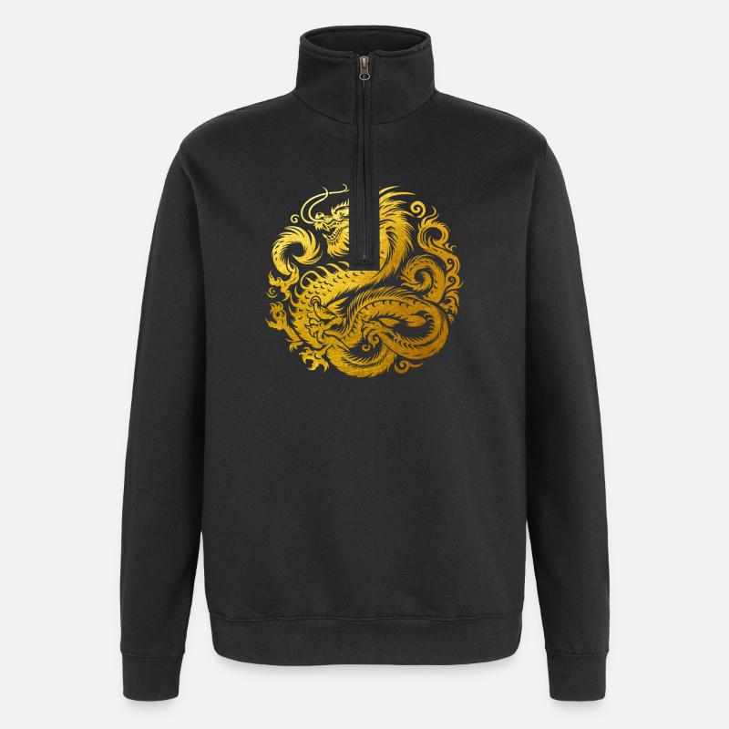 Chinesisches Drachen-Tattoo - Quarter-Zip-Sweatshirt - Schwarz