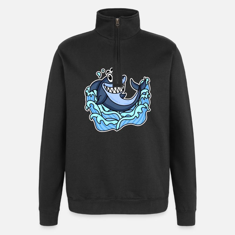 Hai Fisch - Quarter-Zip-Sweatshirt - Schwarz